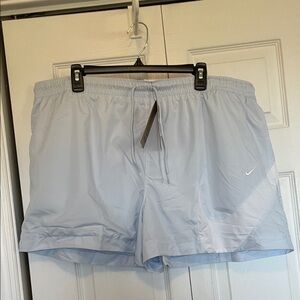 NWT XXL Women’s Nike shorts light blue w/ white swoosh standard fit high rise